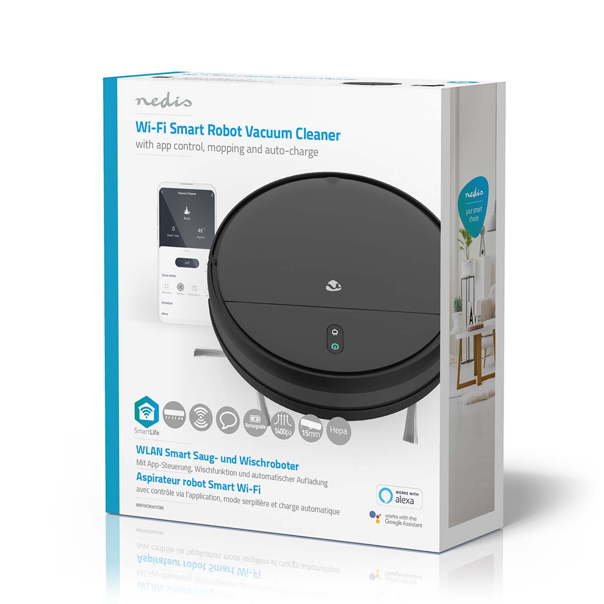 WIFIVCR001CBK-P67 Nedis Roboter-Staubsauger WIFIVCR001CBK