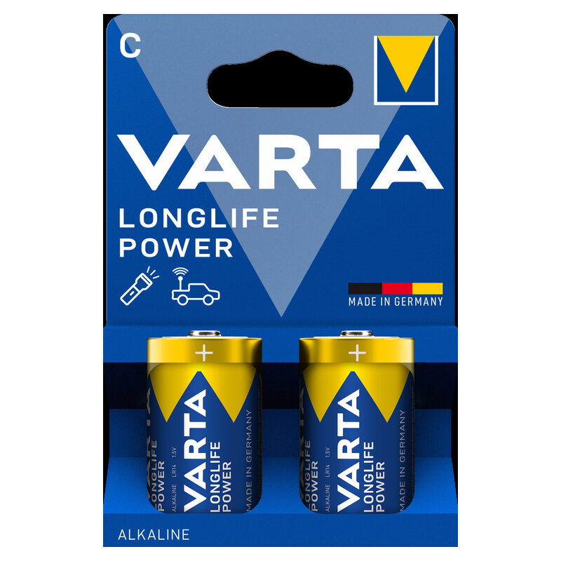 Varta Batterie Longlife Power C, 2 Stück Blister blau
