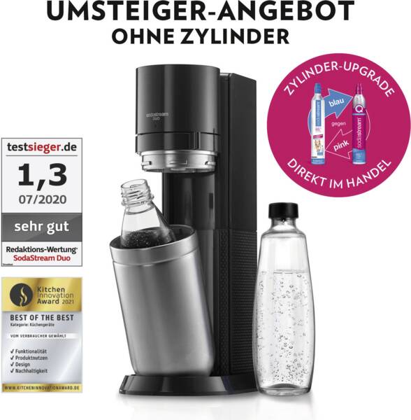 Sodastream Sodagerät DUO Wassersprudler titan Upgrade ohne C