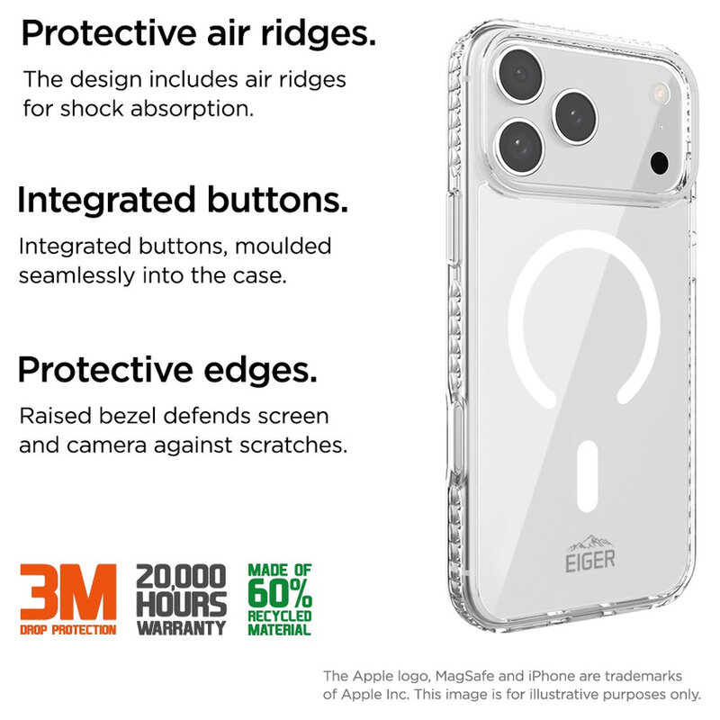 Eiger ICE Grip Magsafe für Apple iPhone 18 Pro Max, 17 Pro Max Clear