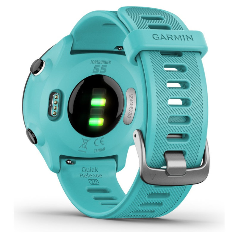 Garmin Forerunner 55 Türkisblau/Schwarz mit Silikon-Wechselarmband 20mm, Laufuhr