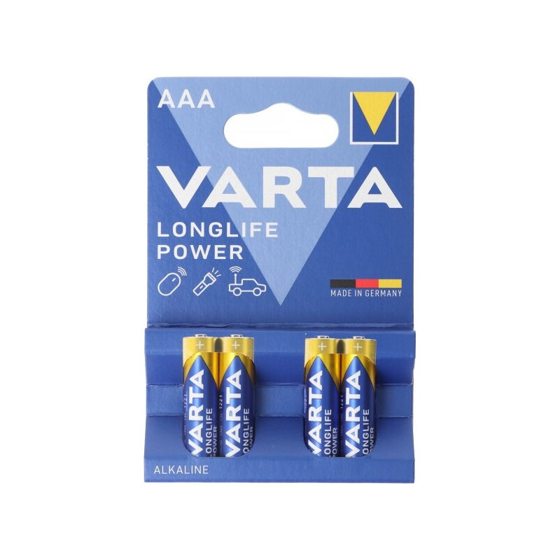 Varta Batterie Longlife Power AAA, 4 Stück im Blister blau