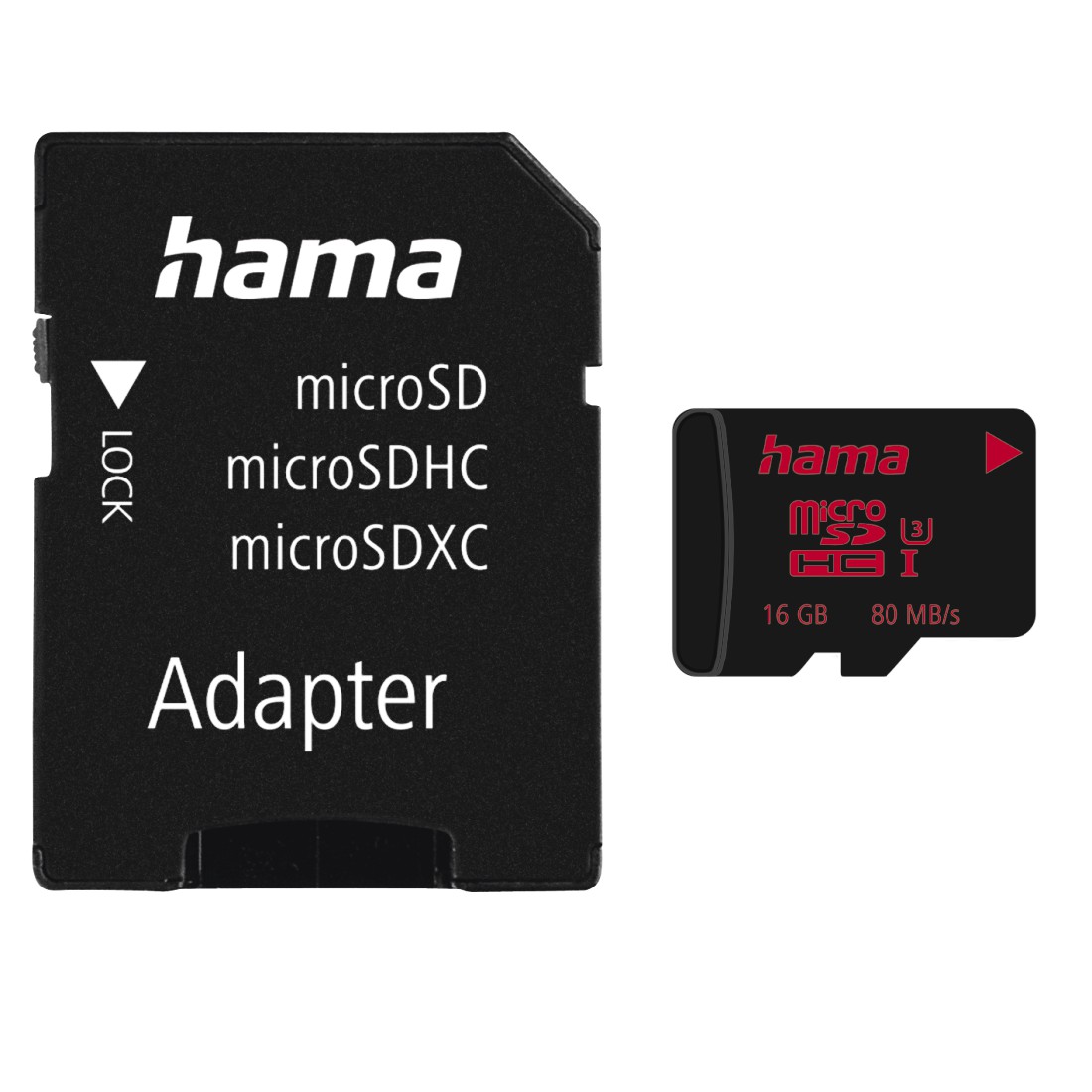 Hama microSDHC 16GB UHS Speed Class 3 UHS-I 80MB/s + Adapter/Mobile