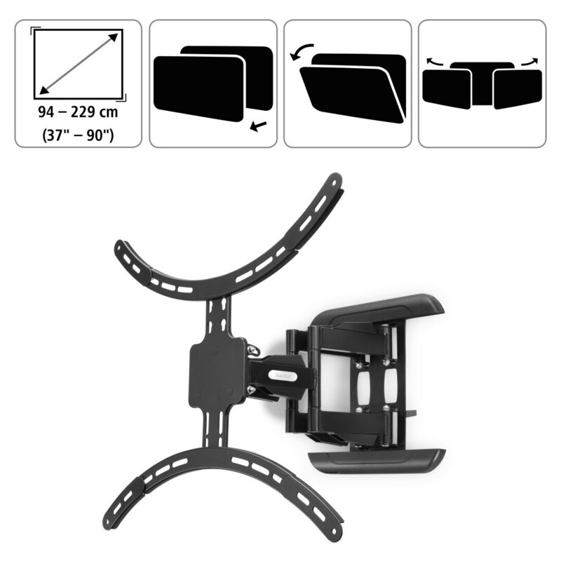 Hama TV-Wandhalterung FULLMOTION, 3 Sterne, 229 cm (90), Vesa 200x200 bis 600x500, schwarz