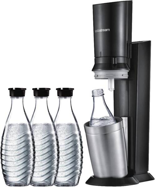 Sodastream Sodagerät CRYSTAL 3.0 Wassersprudler titan, Vorteilspack (3x Glaskar.
