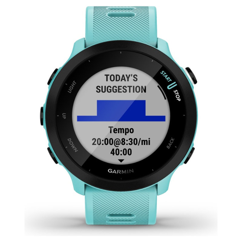 Garmin Forerunner 55 Türkisblau/Schwarz mit Silikon-Wechselarmband 20mm, Laufuhr