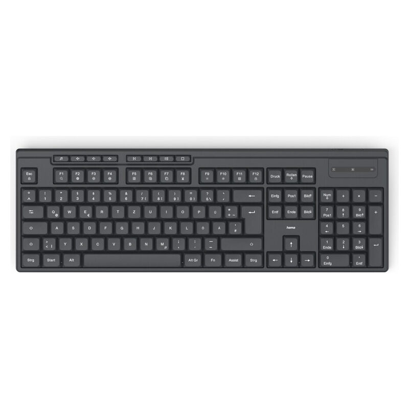 Hama Funk-Tastatur WKM-200, KI-Assistent, Multimedia-Tasten, QWERTZ DE, Schwarz