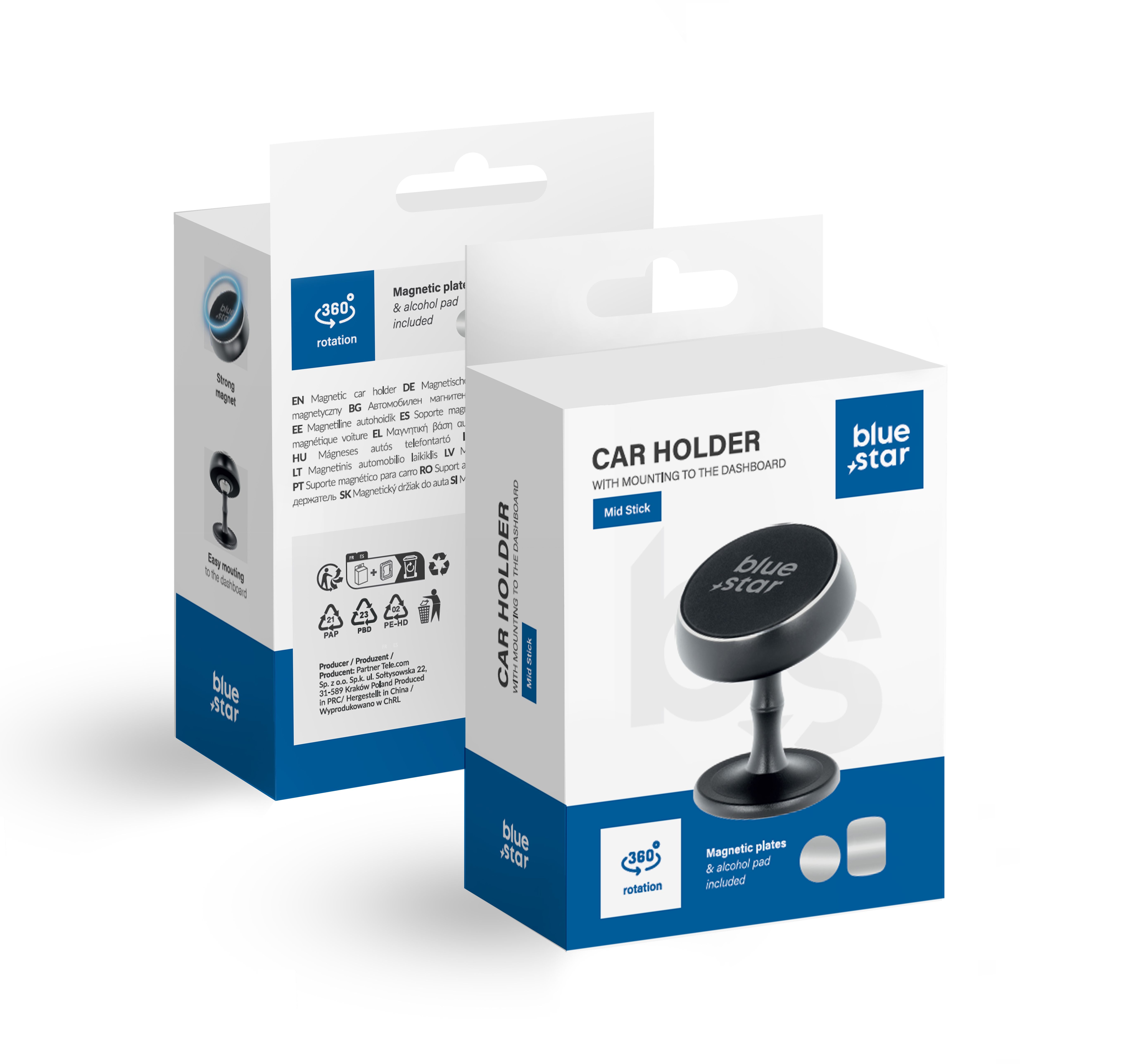 BLUE STAR magnetischer Autohalter MID STICK für Tafel / Schreibtisch schwarz