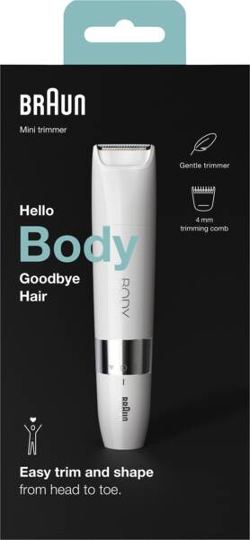 Braun Personal Care Bikini-Trimmer BS 1000 Body Mini Trimmer Weiss-Silber
