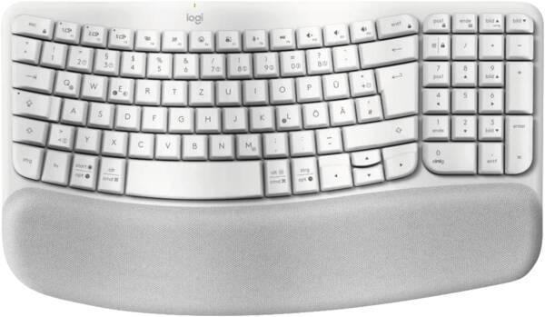 Logitech Tastatur Wave Keys Kabellose ergonomische Tastatur Off-White