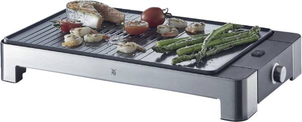 WMF Barbecue-Elektrogrill LONO Tischgrill flach und gerippt Cromargan