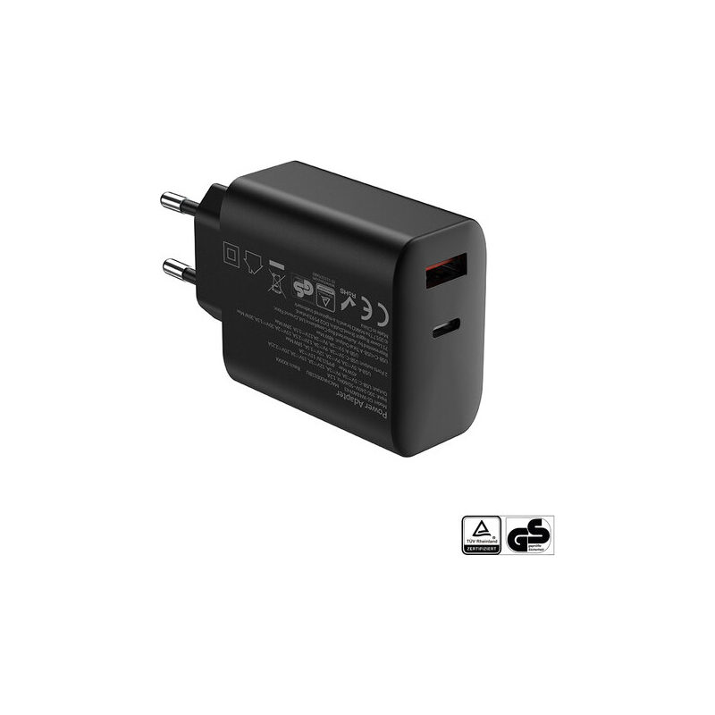 Eiger/Mako 48W GaN2 EU- Netzladegerät für USB-C / USB-A, schwarz