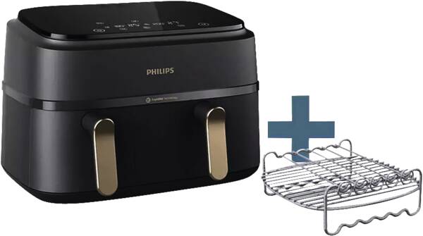 Philips HAUSTECHNIK Doppel-Heißluft-Fritteuse NA352/04 Airfryer Dunkelgrau