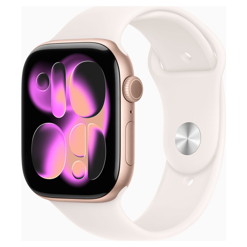 Apple Watch, S11, GPS, roségold, 46mm, Aluminiumgehäuse, Sportarmband blassrosa S/M