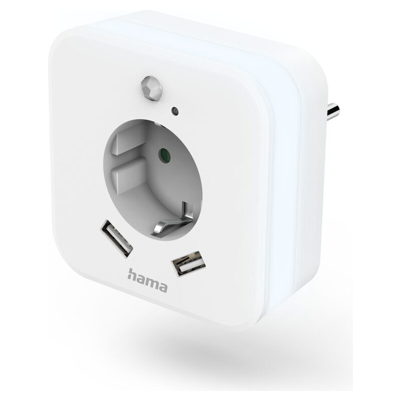 Hama LED-Nachtlicht / Orentierungslicht mit Steckdose, Weiss