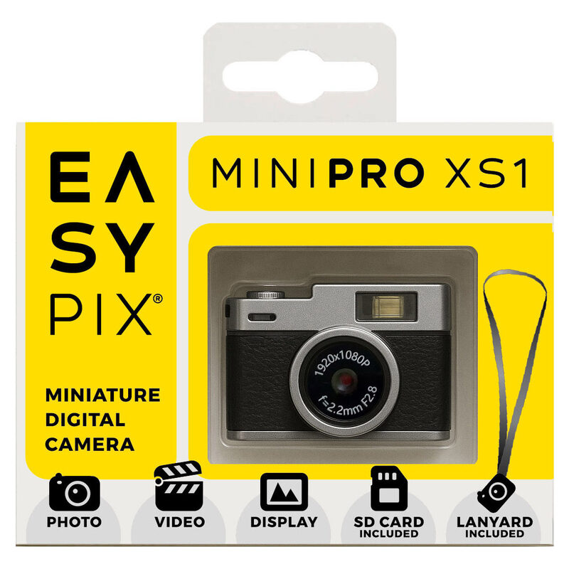 Easypix Digitalkamera Miniatur-Kamera, MiniPro XS1 Retro, Schwarz/Silber