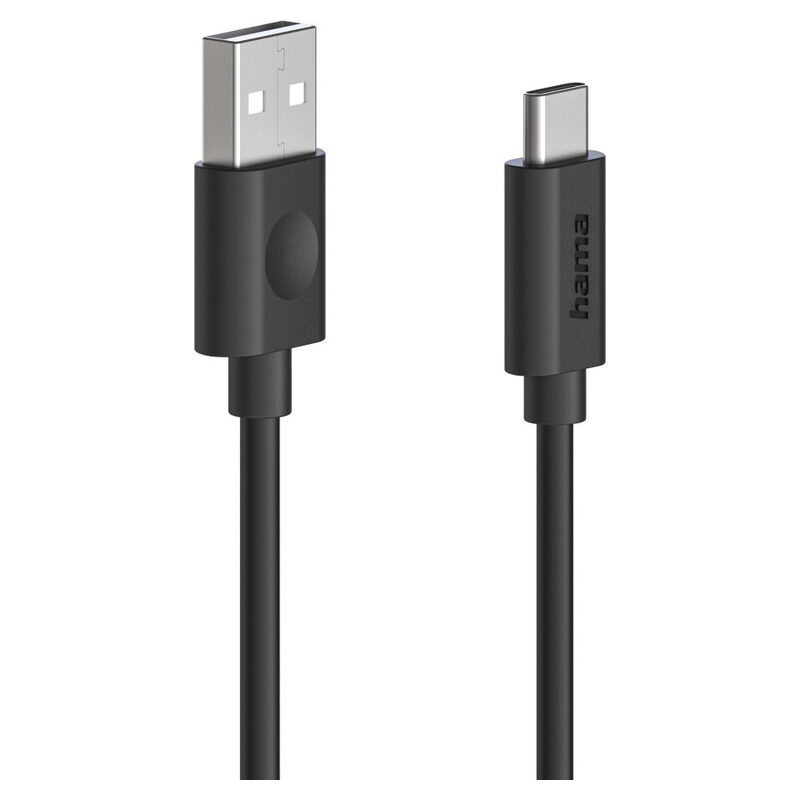 HAMA Ladekabel/Datenkabel, USB-A auf USB-C, USB 2.0, 480 Mbit/s, 60W, 1.2 m, Schwarz