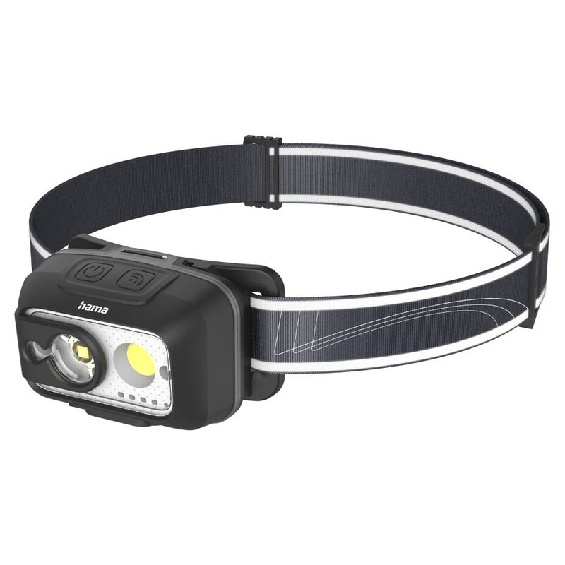 Hama LED-Stirnlampe 500lm, robust, aufladbar, Schwarz/Grau