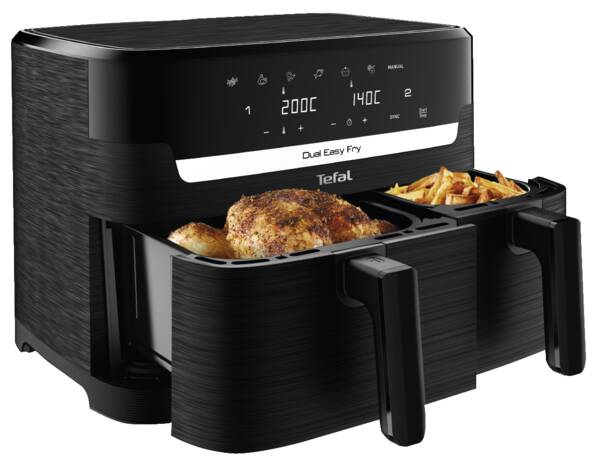 Tefal Doppel-Heißluft-Fritteuse EY901N - Dual Easy Fry Essential Schwarz