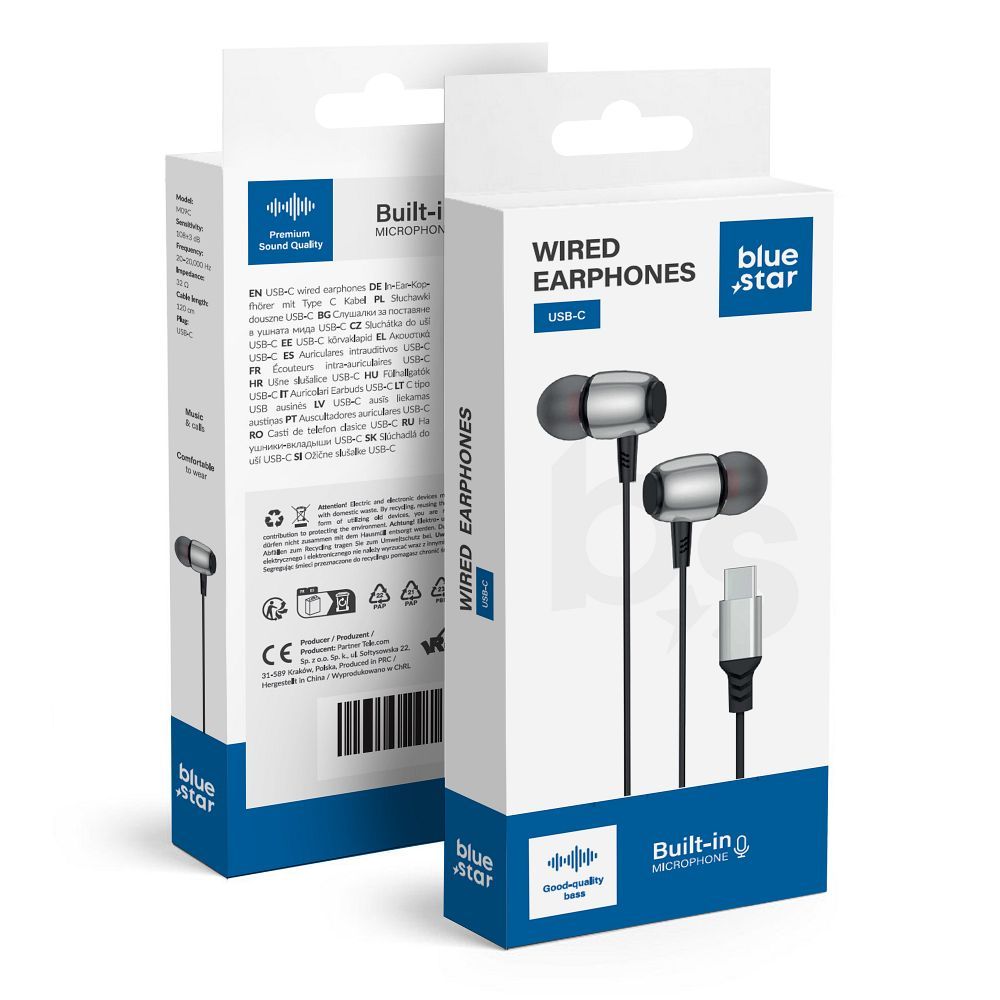 Bluestar Wire earbuds USB C (DAC) Blue Star M09C 1,2 m black