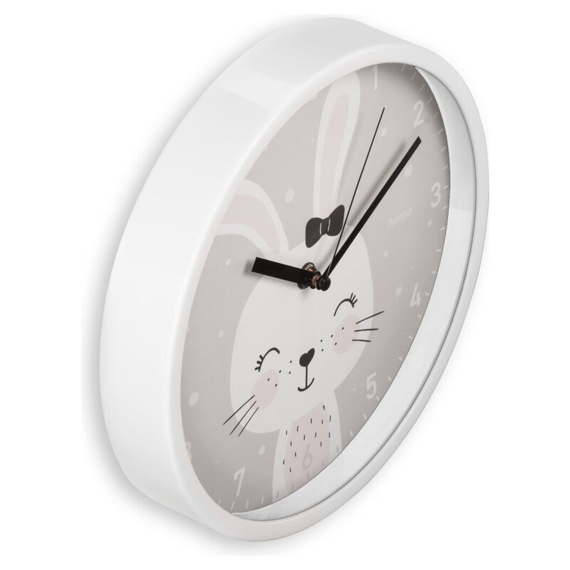 Hama Kinder-Wanduhr Maui, analog, Ø 25 cm, ohne Ticken, Grau/Weiss