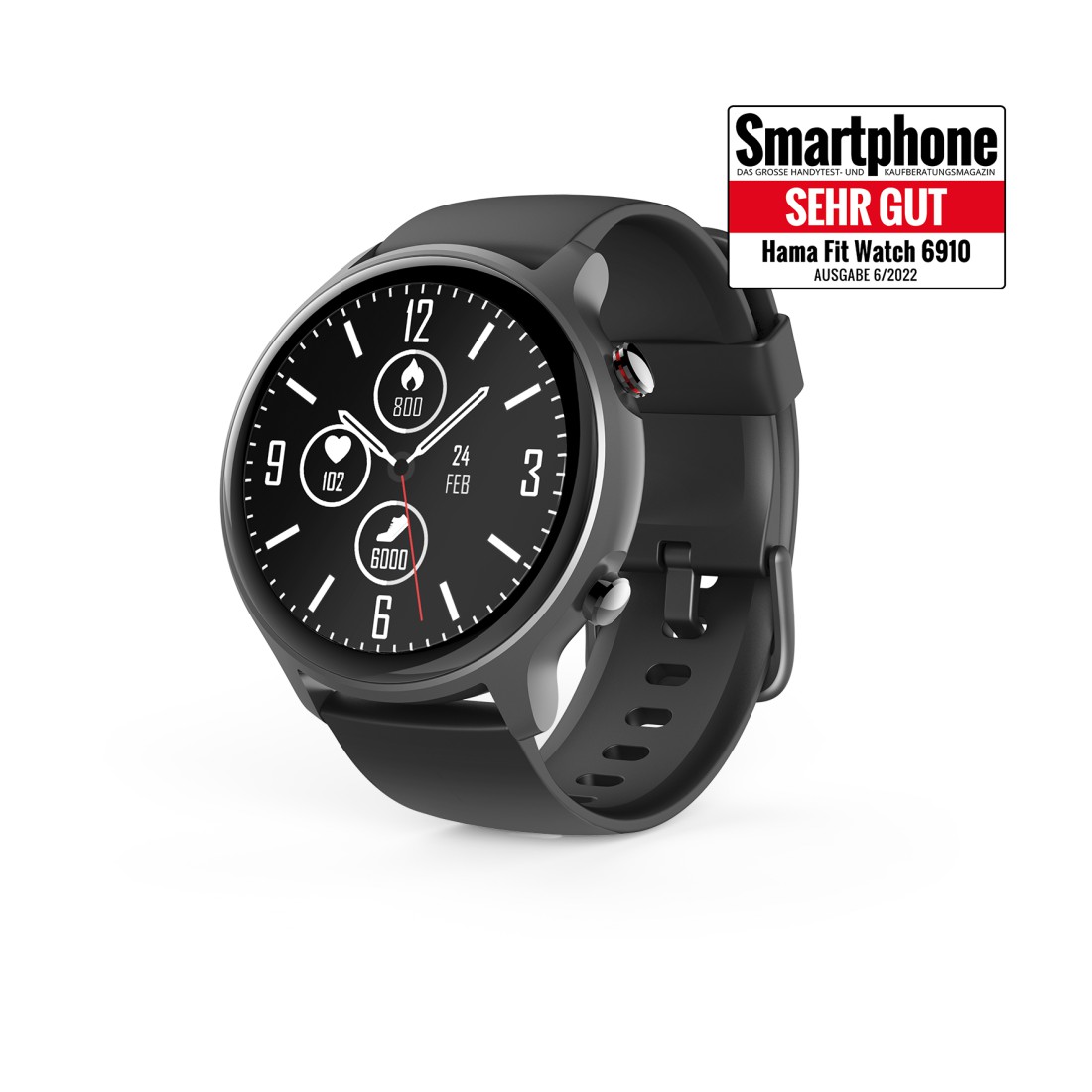 Hama Smartwatch "Fit Watch 6910", GPS, wasserdicht, Herzfrequenz, Blutsauerstoff