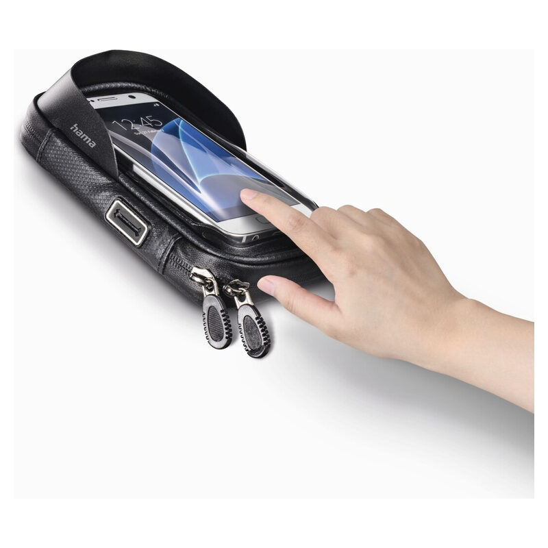 Hama Univ.-Smartphone-Fahrradhaltertasche Multi, wasserabweisend, für Geräte 16cm x 8cm, Schwarz