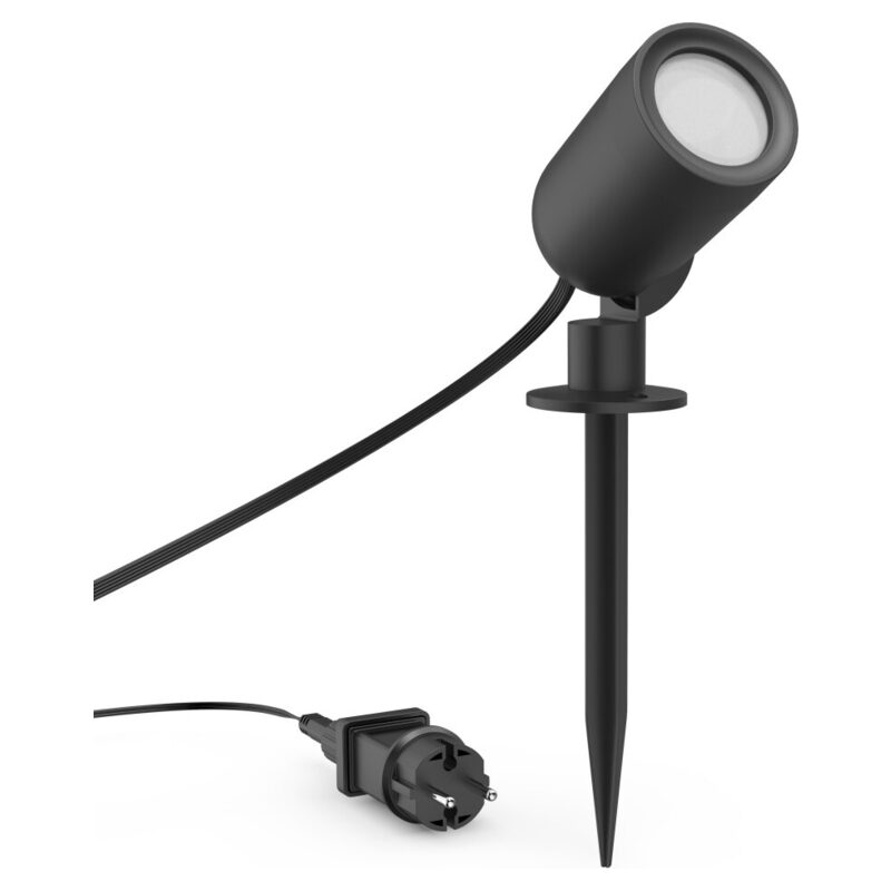 Hama WLAN-Gartenstrahler + Erdspieß, IP65 Wetterfest, Matter, farbig, dimmbar, Schwarz