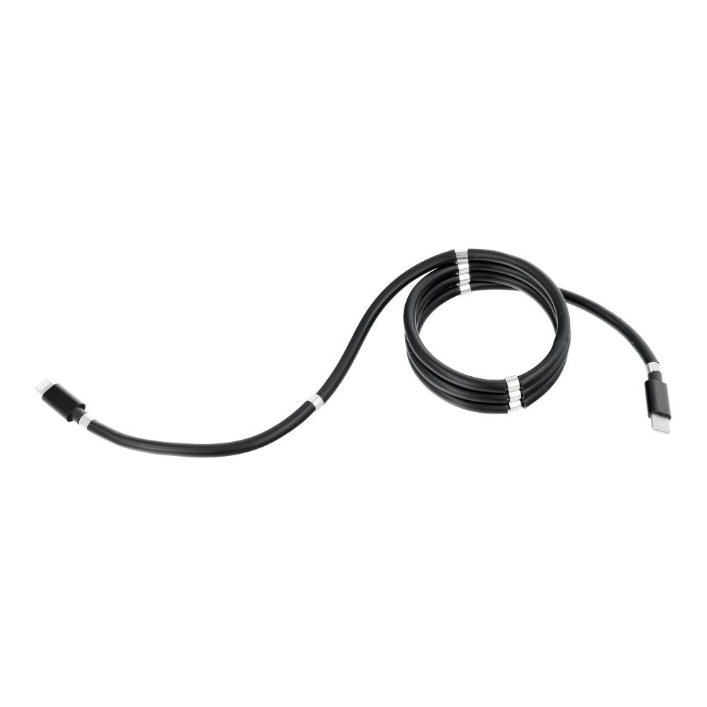 Kabel Typ C für iPhone Lightning 8-pin Power Delivery PD18W magnetisch gewickelt 3A C673 schwarz 1 M