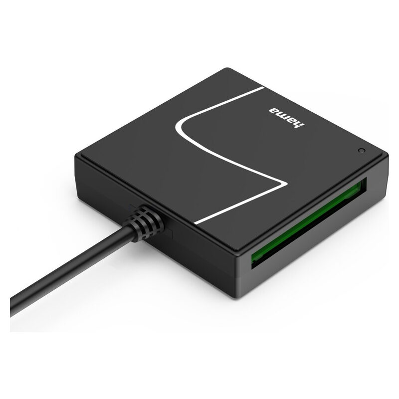 HAMA USB-Kartenleser, USB 3.2, USB-A mit USB-C-Adapter, Schwarz