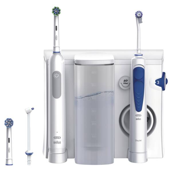 Oral-B Mundpflege-Center Center OxyJet Munddusche + Oral-B Pro 1 Weiss-Blau