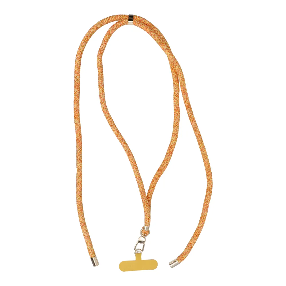 SWING (8mm) Phone lanyard, Phone pendant with adjustable length / cord length 165cm (max 82.5cm in the loop) / on the shoulder or neck - orange-white