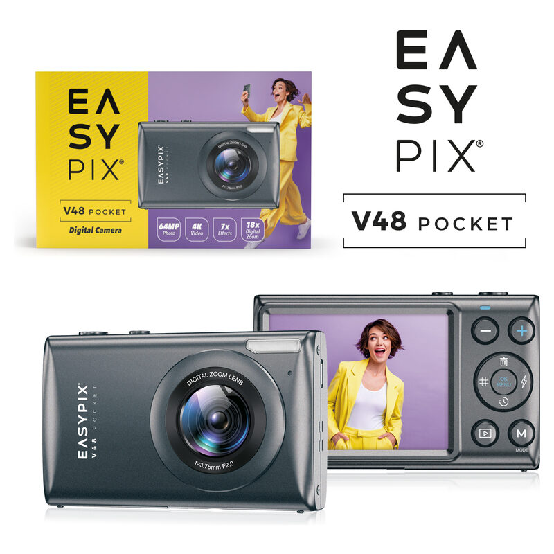 Easypix Digitalkamera V48 Pocket, Schwarz