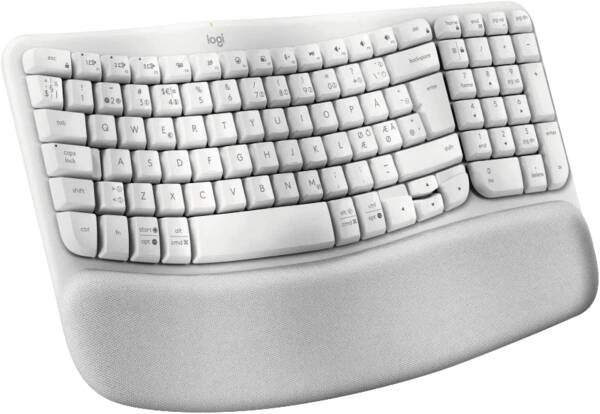 Logitech Tastatur Wave Keys Kabellose ergonomische Tastatur Off-White