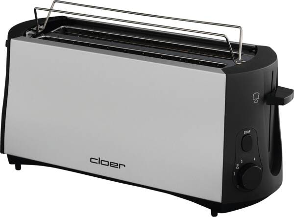 Cloer Doppellangschlitz-Toaster Toaster 3710 Silber-Schwarz