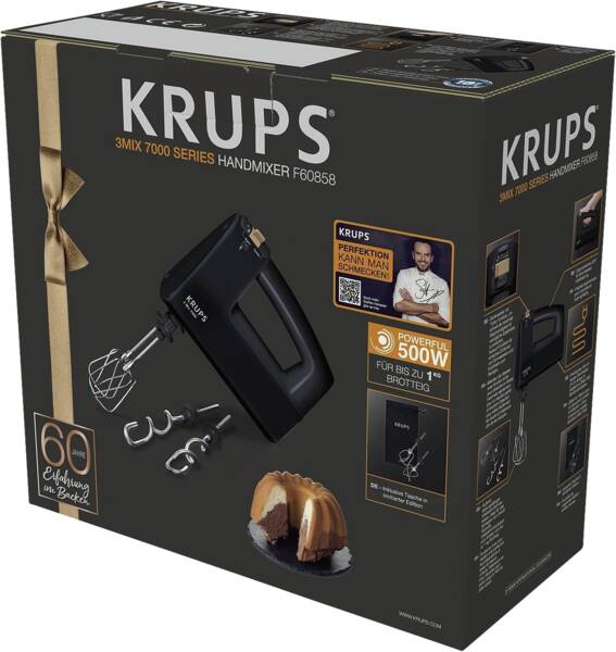 Krups Handmixer F6085811 3Mix7000 Serie Jubiläum Edition Schwarz-Kupfer